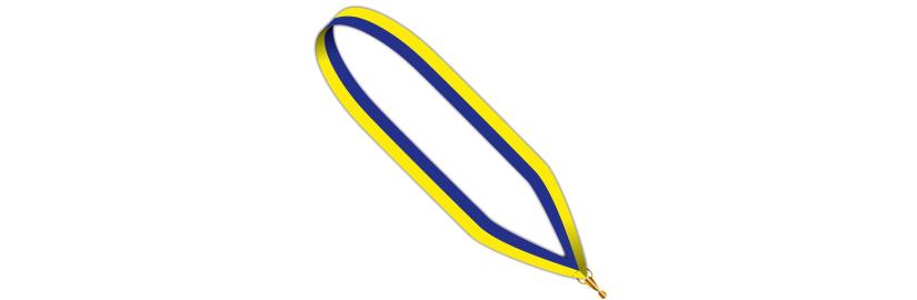 Collier médaille bleu,jaune 22 mm