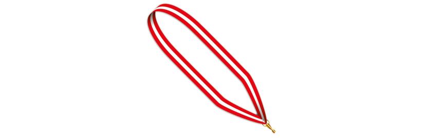 Collier médaille rouge,blanc,rouge 22 mm