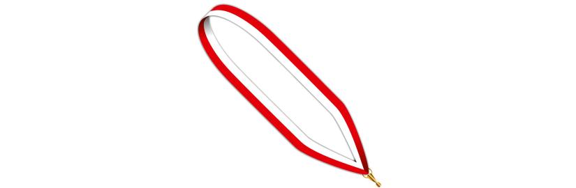 Collier médaille rouge,blanc 22 mm