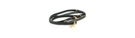 Laisse en cuir pour chien avec 2 mousquetons